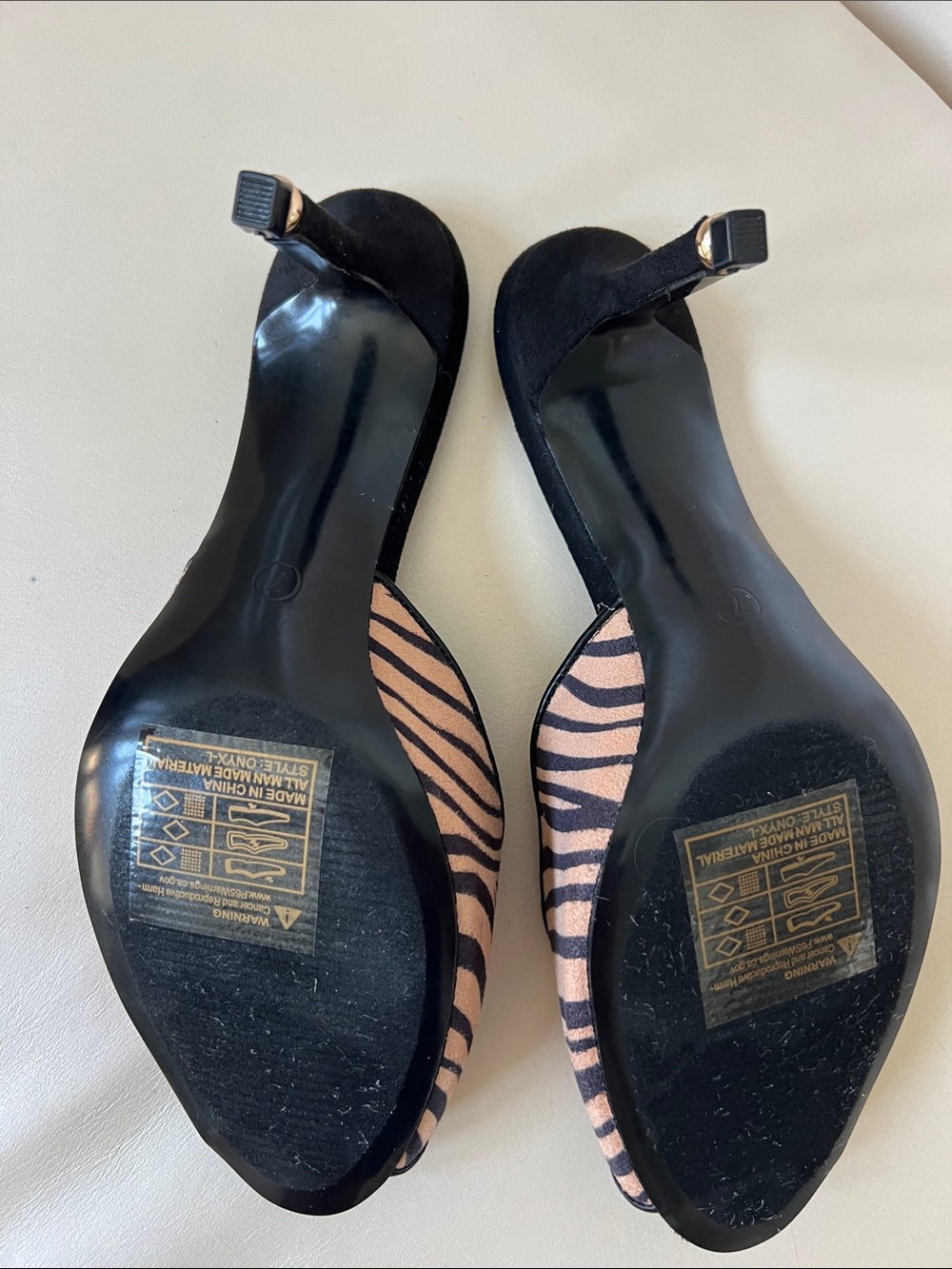 New XOXO Onyx Zebra Print Peep Toe Mule Kitten Heels - Size 7 - Picture 6 of 6